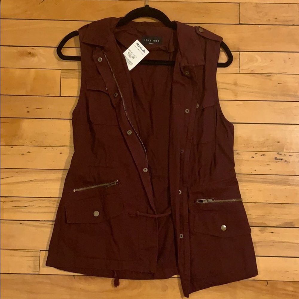 Maroon utility style vest
